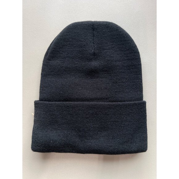 Beechfield Boston Hockey 63 Beanie Hat Unisex OS Circle Patch Black Yellow Knit - Picture 2 of 6